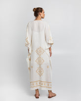 Kaftan long Lefkada Natural e Dourado
