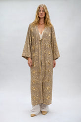 KIMONO LONG BLOSSON BEGE GOLD