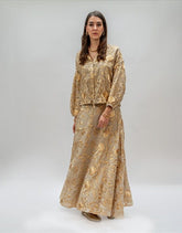 SKIRT LONG BLOSSOM BEGE GOLD