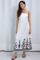DRESS MAXI IOS STRAPS GATHERINGS NATURAL BLACK