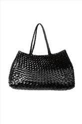 Bolsa Roberta Woven Leather Tote Bag | Black