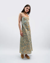 DRESS MAXI FLAKES DOUBLE STRAPS - STONE - MULTI GREEN