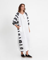 DRESS LONG SUZANI L/S TIES B&W