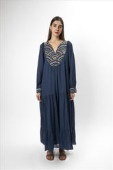 Vestido Calydon Azul/Dourado