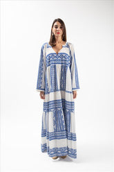 Vestido Longo Kori Clássico Branco/Azul