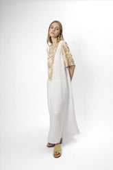 Vestido Túnica Calydon Branco/Dourado