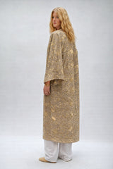 KIMONO LONG BLOSSON BEGE GOLD