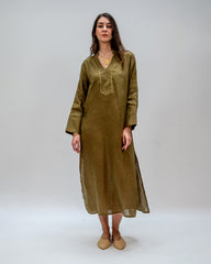 DRESS LONG  V NECK WICK OLIVE