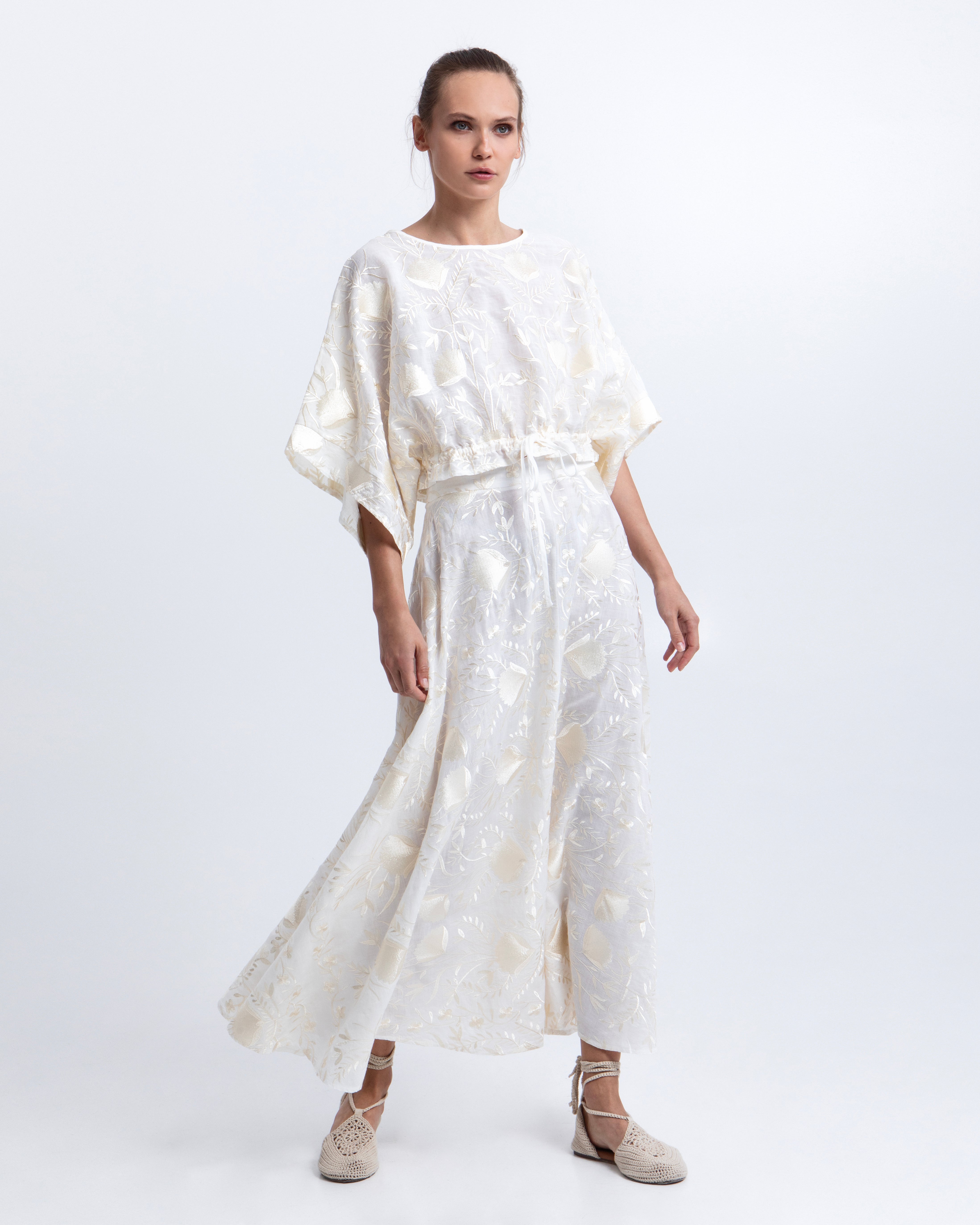 SKIRT LONG BLOSSOM NATURAL CHAMPAGNE