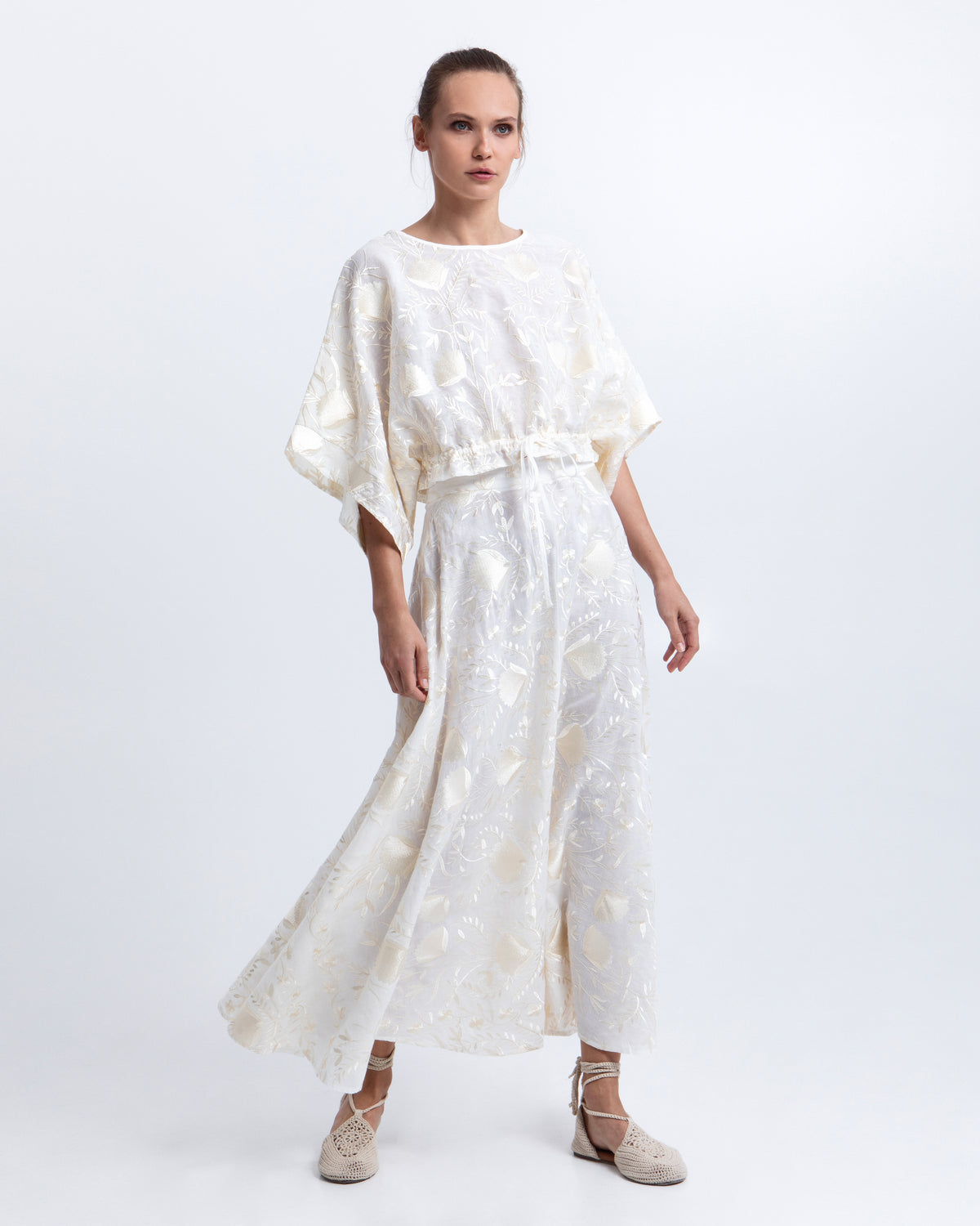 SKIRT LONG BLOSSOM NATURAL CHAMPAGNE