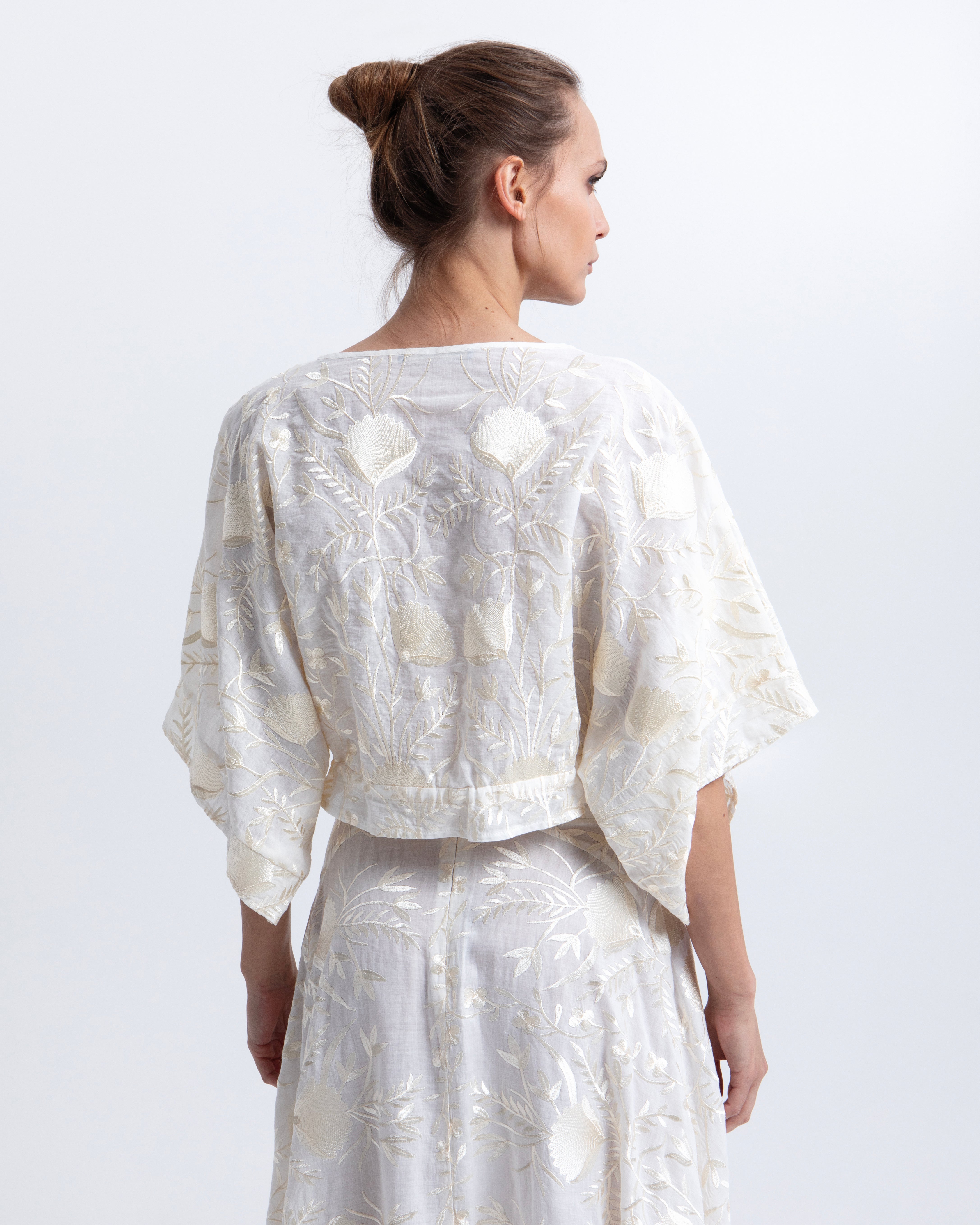 SKIRT LONG BLOSSOM NATURAL CHAMPAGNE