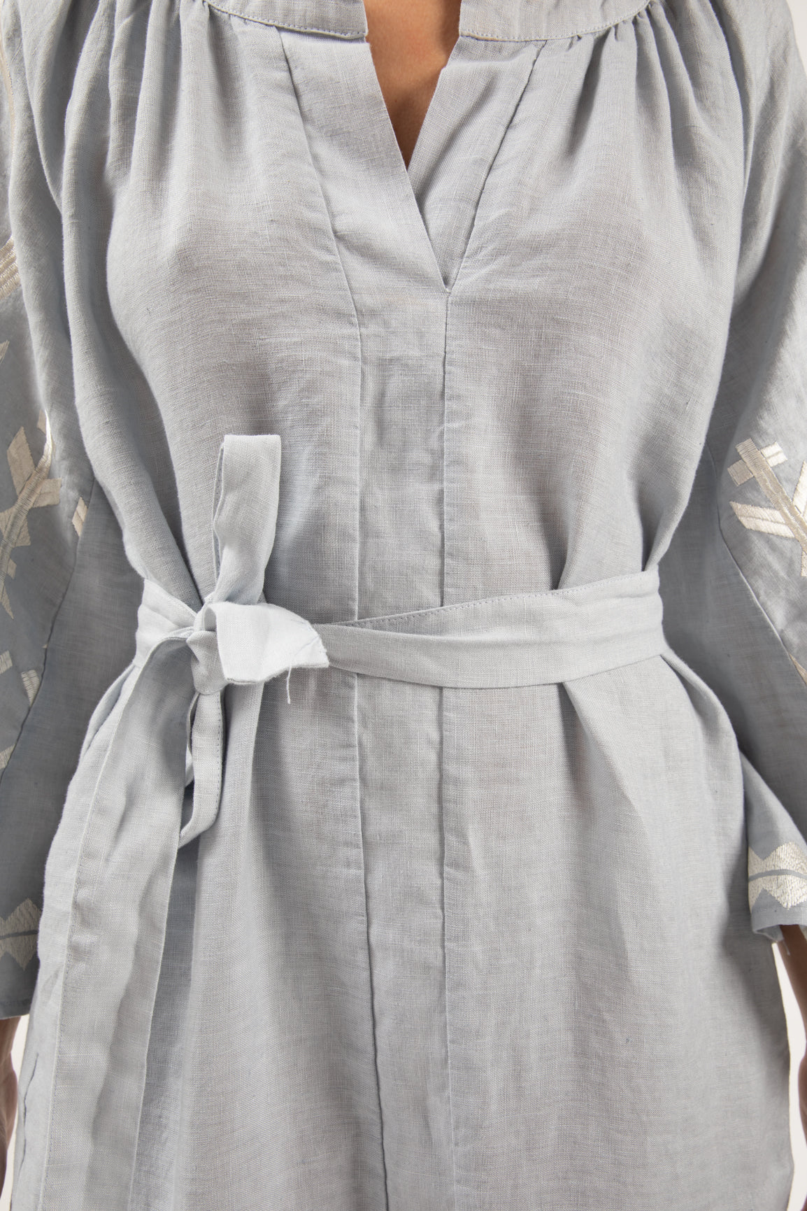Vestido Midi Kori Manga Sino Cinza/Natural
