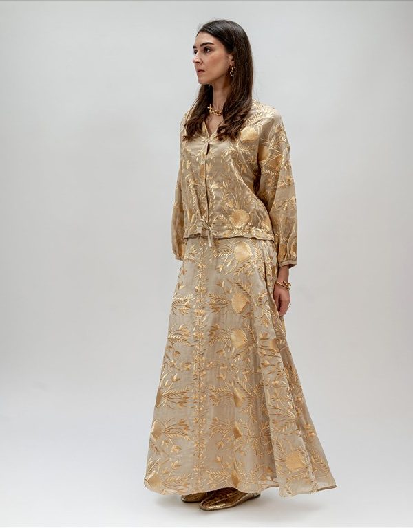 SKIRT LONG BLOSSOM BEGE GOLD