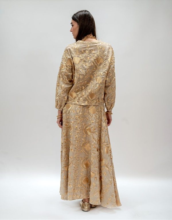 SKIRT LONG BLOSSOM BEGE GOLD