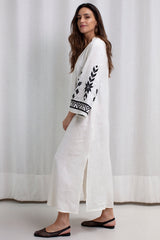 Dress Long IOS Bell Sleeve Natural/Black