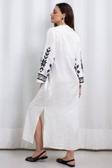 Dress Long IOS Bell Sleeve Natural/Black