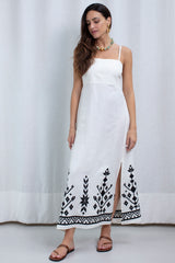 DRESS MAXI IOS STRAPS GATHERINGS NATURAL BLACK