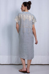 Dress Midi Grape Buttons Stone/Gold