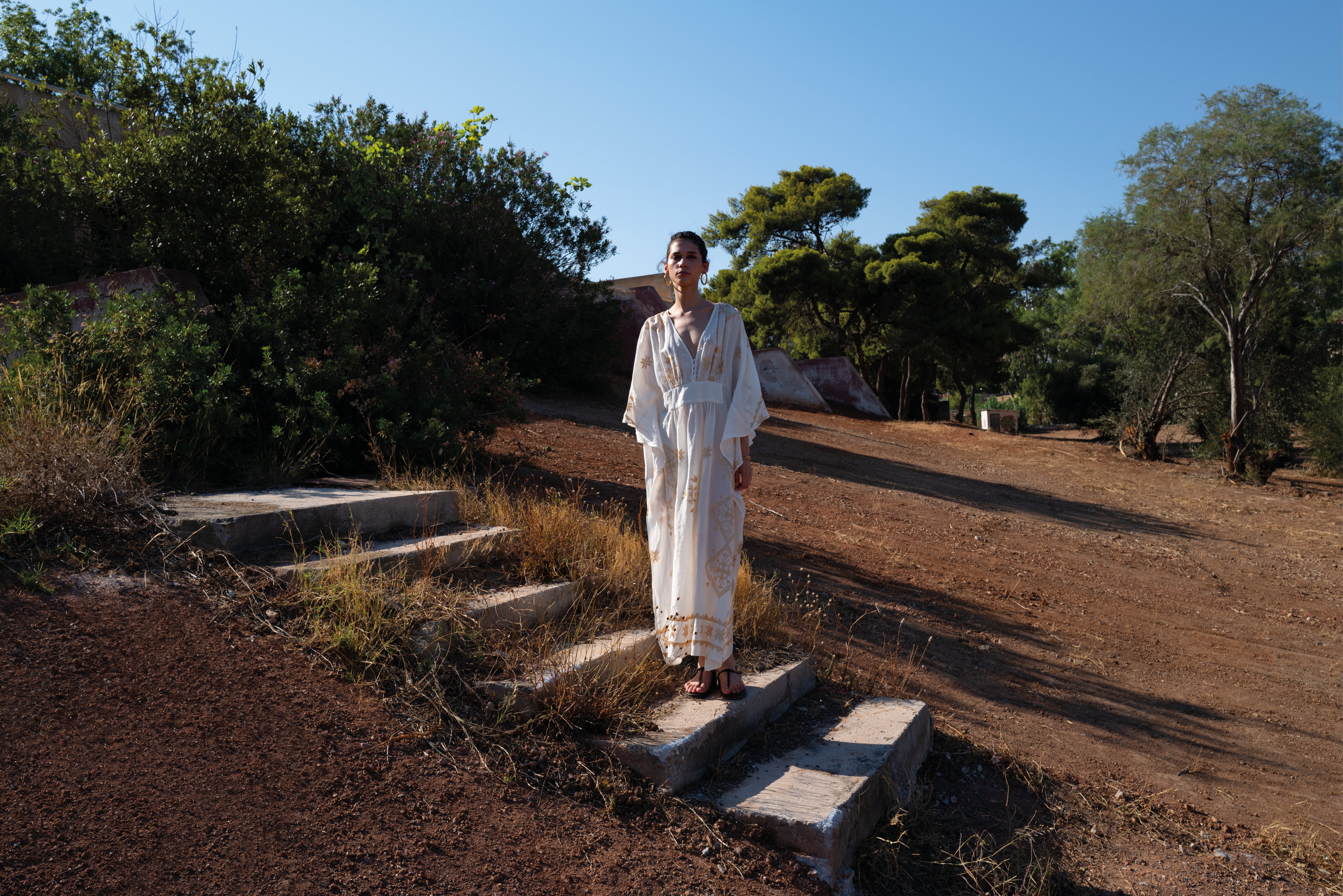 Kaftan long Lefkada Natural e Dourado