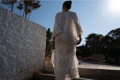 Kaftan long Lefkada Natural e Dourado