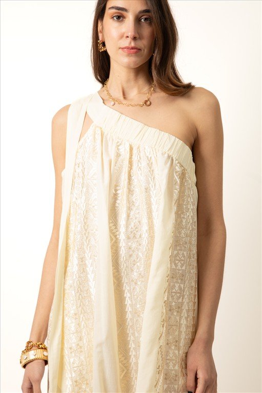Vestido Um Ombro Só Calydon - Natural / Champagne