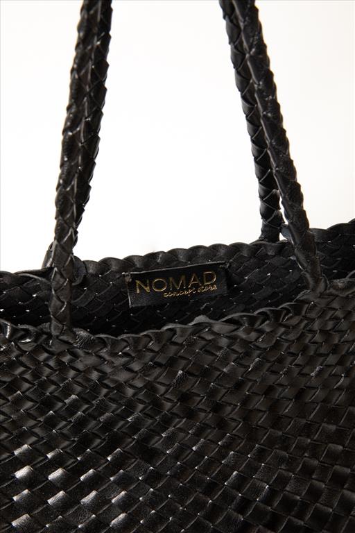 Bolsa Roberta Woven Leather Tote Bag | Black