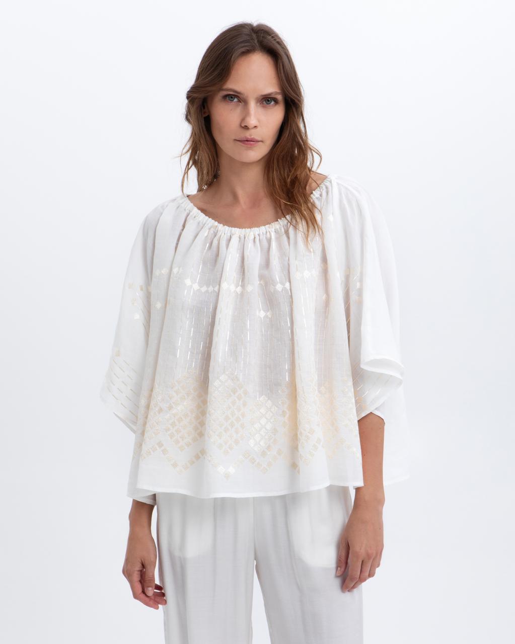 Blouse Grape Elasticated Neckline