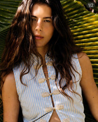 Thea Vest Sky Stipes - Maria de la Orden