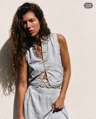 Thea Vest Sky Stipes - Maria de la Orden