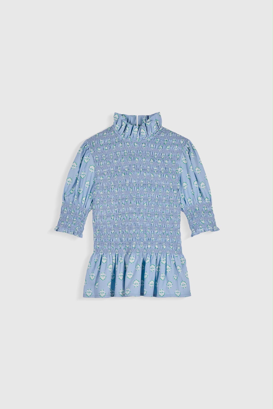 Aleria Shirt SS Blue Flowers - Maria de la Orden