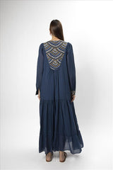 Vestido Calydon Azul/Dourado