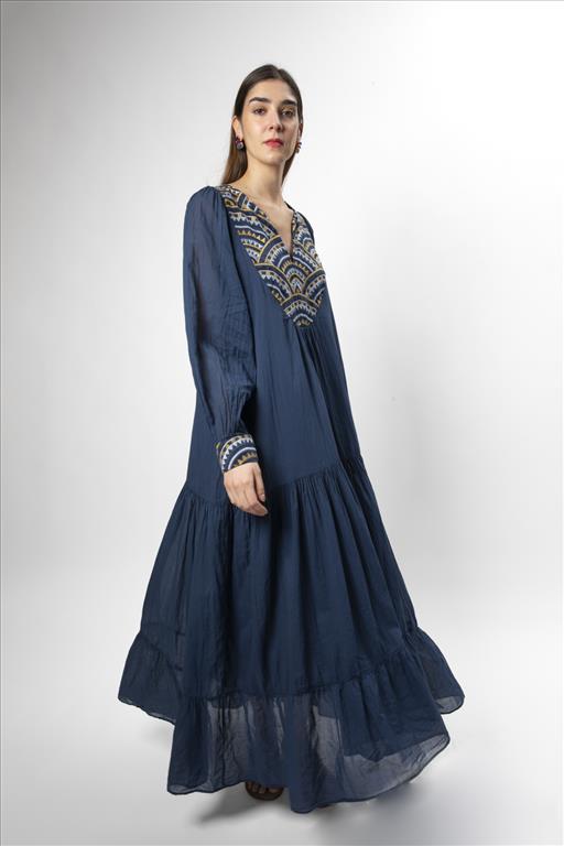 Vestido Calydon Azul/Dourado
