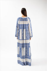 Vestido Longo Kori Clássico Branco/Azul