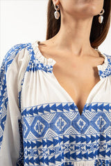 Vestido Longo Kori Clássico Branco/Azul