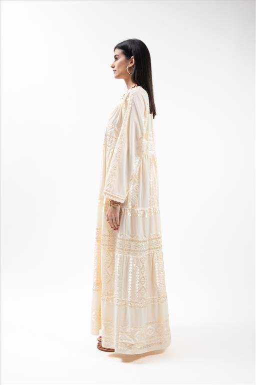 Vestido Longo Kori Clássico Natural/Champagne