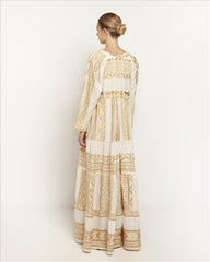 Vestido Longo Kori Clássico Natural/Dourado
