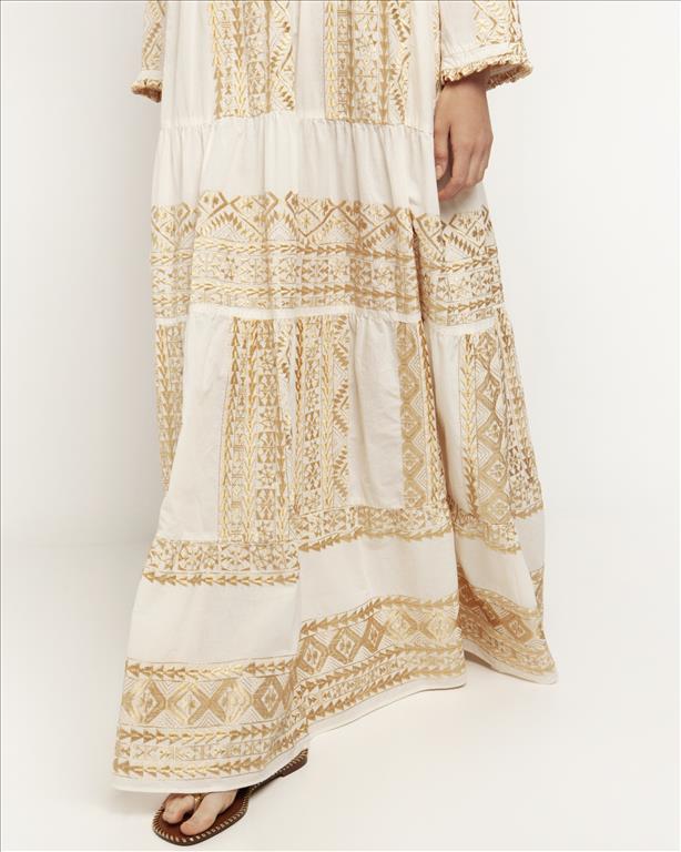 Vestido Longo Kori Clássico Natural/Dourado