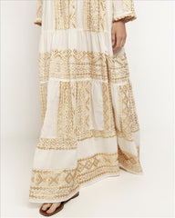 Vestido Longo Kori Clássico Natural/Dourado