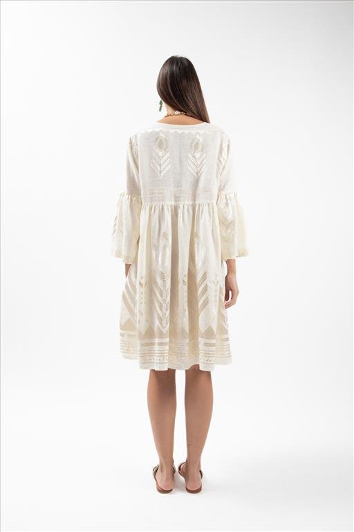 Vestido Curto com Manga Sino