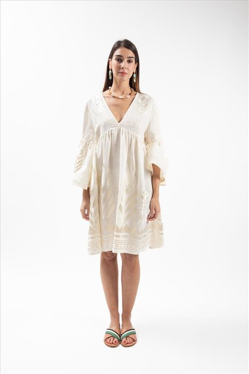 Vestido Curto com Manga Sino