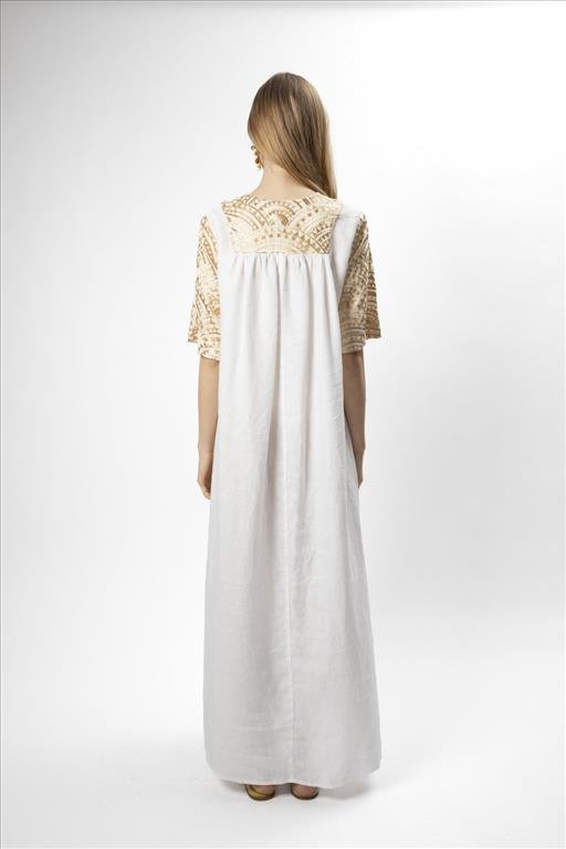 Vestido Túnica Calydon Branco/Dourado