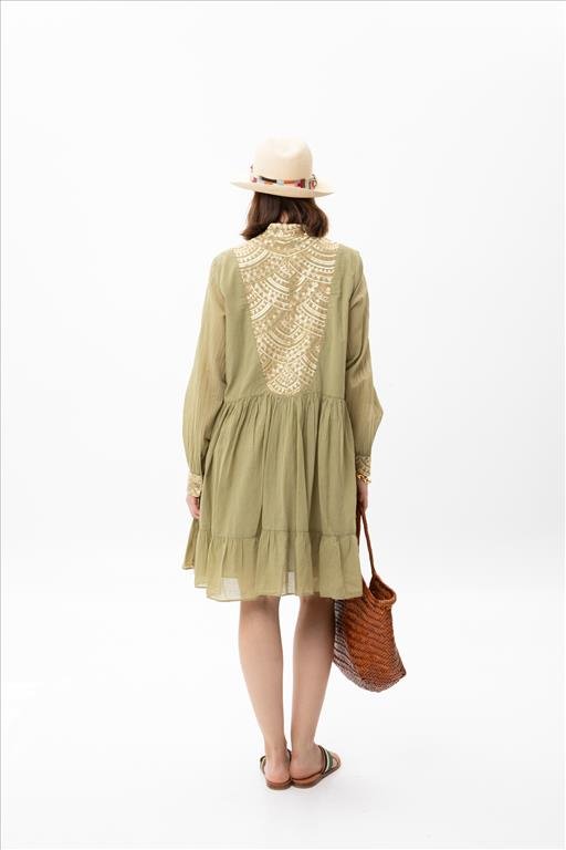 Vestido Curto Calydon Chá/Dourado