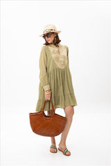 Vestido Curto Calydon Chá/Dourado